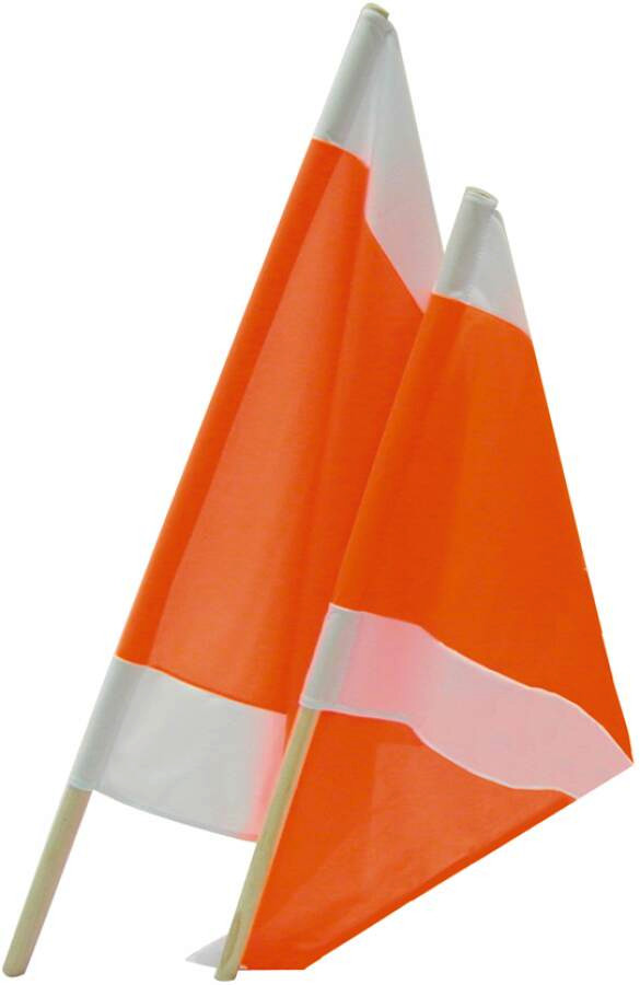Warnflagge weiss/orange 50x50cm mit Holzstab 80cm - Langenbach GmbH