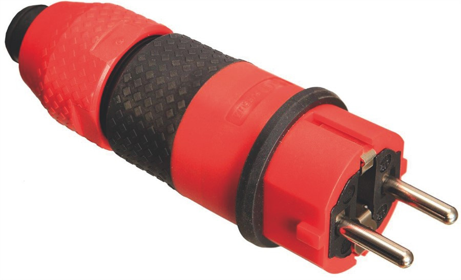 SCHUKO-Stecker ultra sw/rot bis 3x2,5mm² 230V/16A IP54